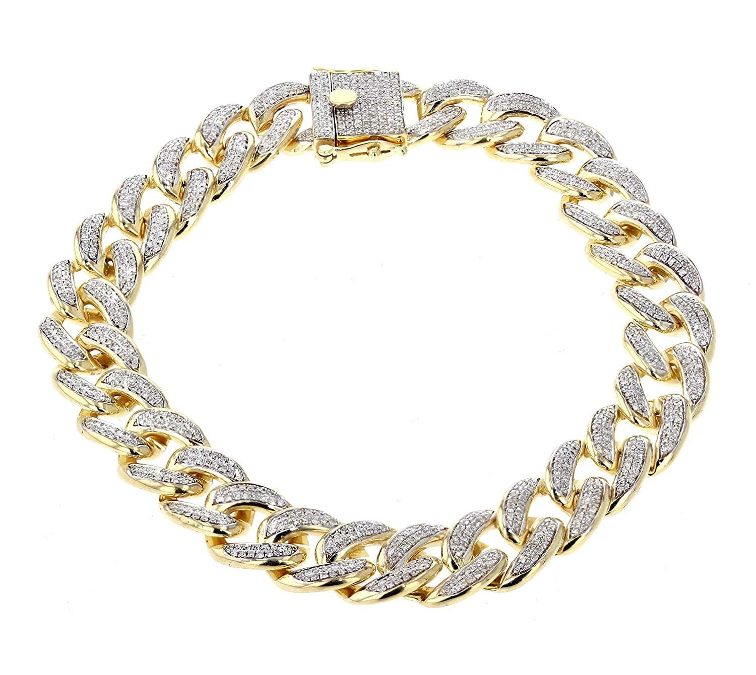 Midwest Jewellery 10K Gold Miami Bracelet with Diamonds Mens Gold ...