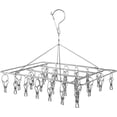 thumbnail image 1 of Tendedero de calcetines de acero inoxidable con 30 clips, gancho giratorio, perchero a prueba de viento para calcetines, sujetadores, ropa interior, accesorios de lavandería, 1 of 5