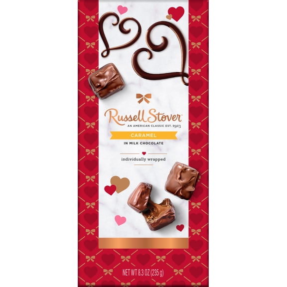 Russell Stover Milk Chocolate Caramel Stand Up Box, 8.3oz (17 Pieces)