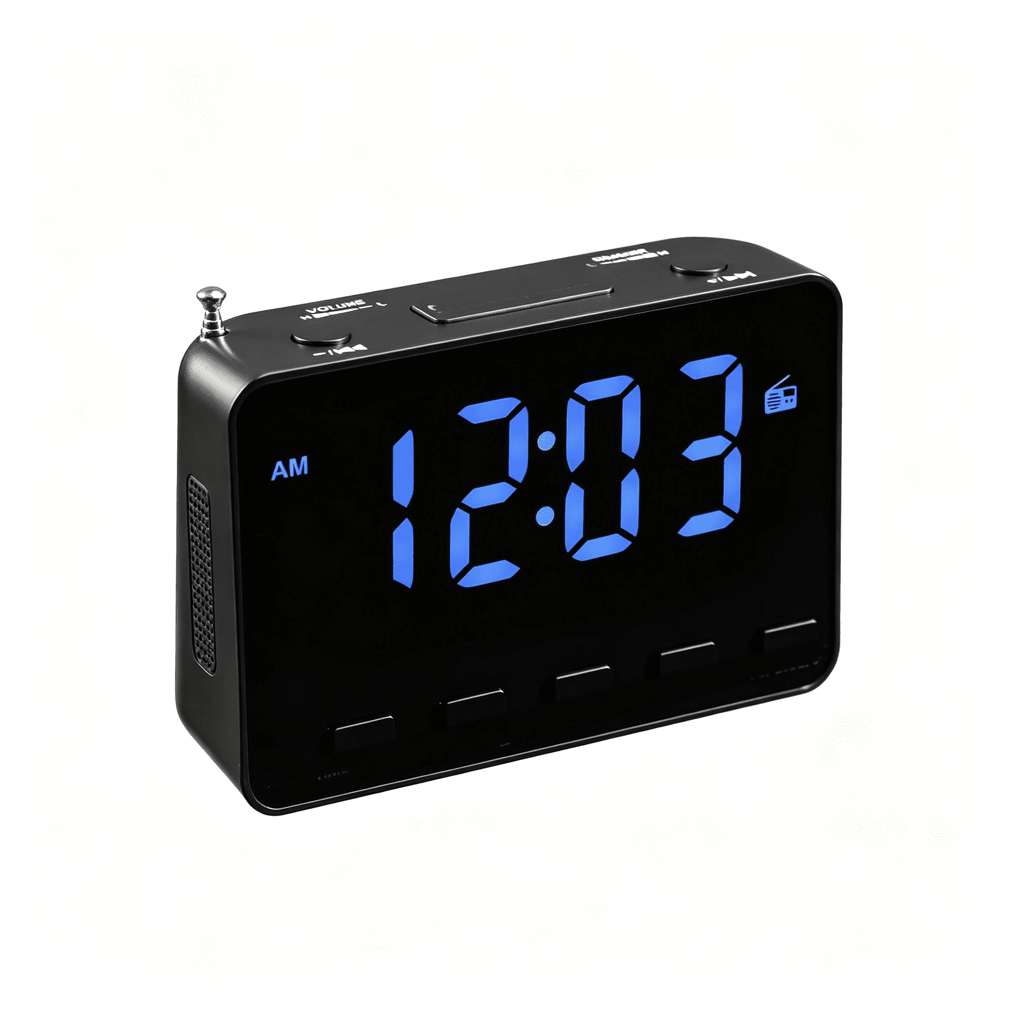 DESIGNICE Portable Loud Radio Alarm Clock,Easy to Use,Small Size with Fm Radio Wake Up,Sleep Timer,Usb Port,Volume& Dimmer Wheel,Snooze,Battery Backup Loud Alarm Clock Radio