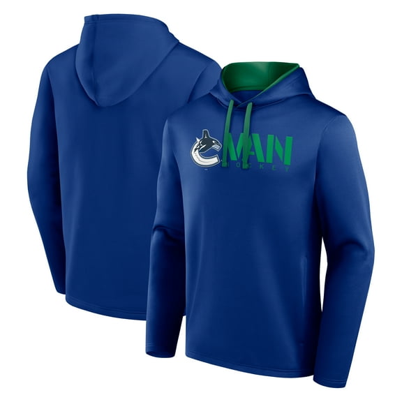 Men's Logo Athletic Blue Vancouver Canucks Head Start Pullover Hoodie