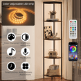 thumbnail image 3 of Corner Shelf Bookcase with LED Light, 5-Tier Corner Bookshelf Corner Shelf Stand for Bedroom,Living Room,Berry Brown, 3 of 7