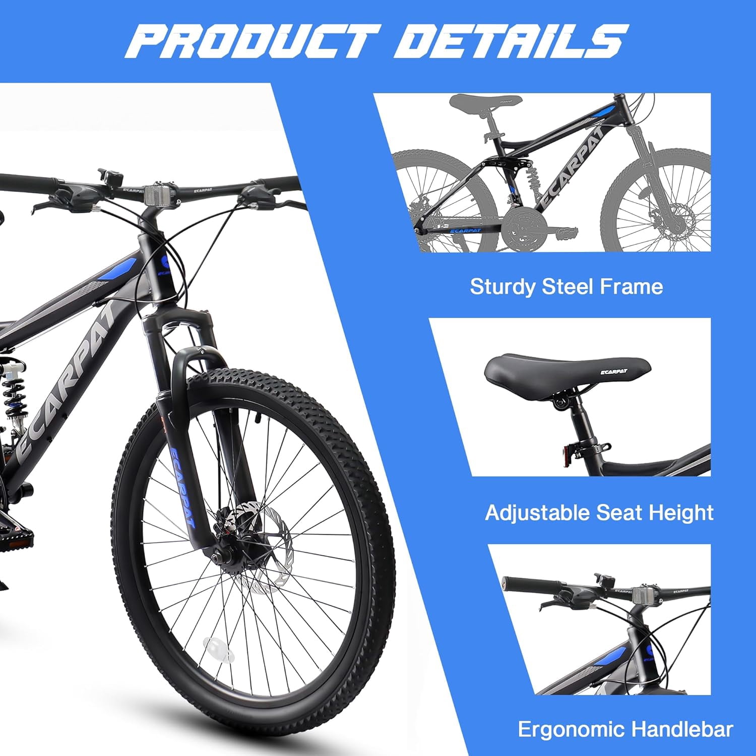 Ambifirner Men Mountain Bike 21 Speed, Aluminum Frame Racing Bike, City Commuter Bicycle for Men Women
