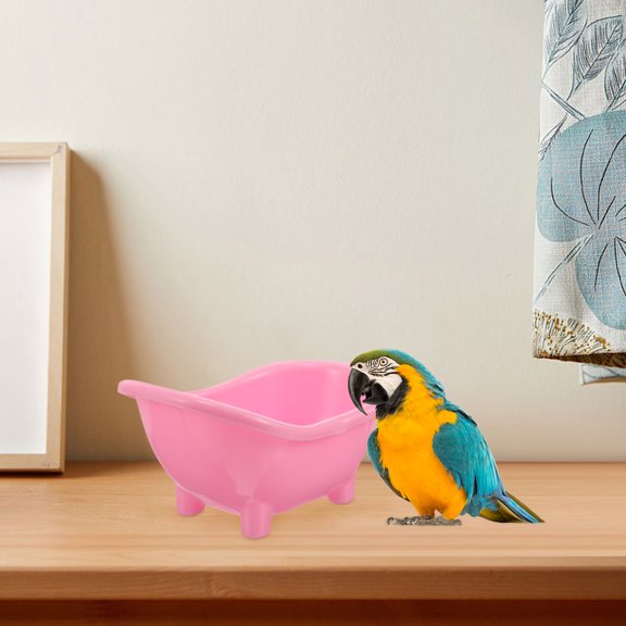 OULII 2Pcs Compact Parrot Bath Box Sturdy Plastic Bird Bathtub for Cage Easy Maintenance