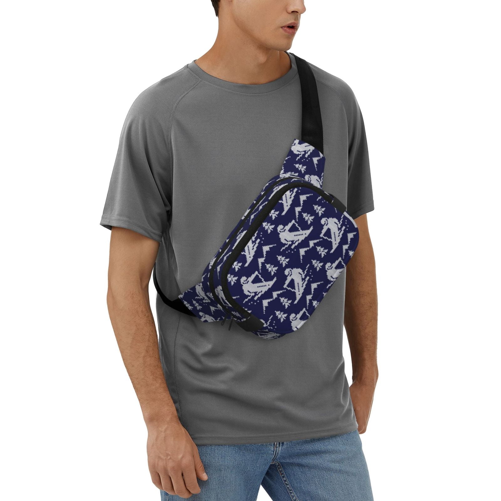 Hirioo Abstract Skiing for Double Layer Waist Bag Adjustable Fanny Pack For Travel Running Hiking