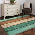 thumbnail image 5 of Farmhouse Teal Brown Area Rug 3x5 Washable Rug Non Slip Vintage Wooden Striped Large Area Rug Indoor Floor Carpet for Entryway Bedroom Kitchen Living Room Home Office Dining Room Nursery, 5 of 7