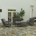 thumbnail image 6 of Merrick Lane All-Weather Poly Resin Wood Two Tiered Adirondack Slatted Coffee Conversation Table in Gray, 6 of 10