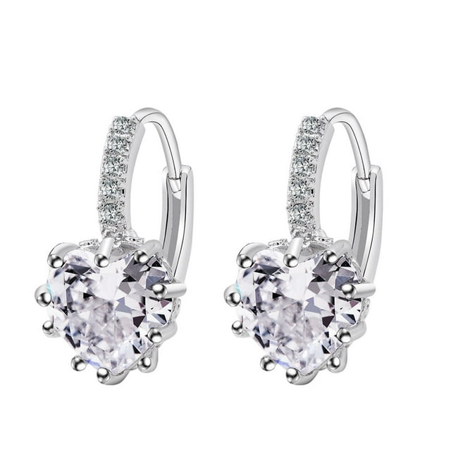 ziyahi Boucles d'Oreilles Mode AAA zircon Cœur Pêche multi Boucle d'Oreille