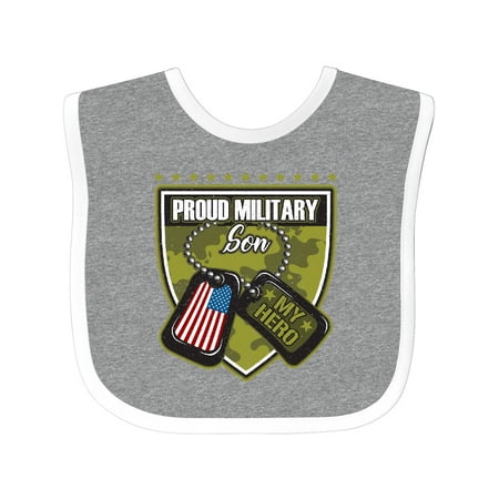 

Inktastic Proud Military Son Boys Camo Flag Outfit Gift Baby Boy Bib