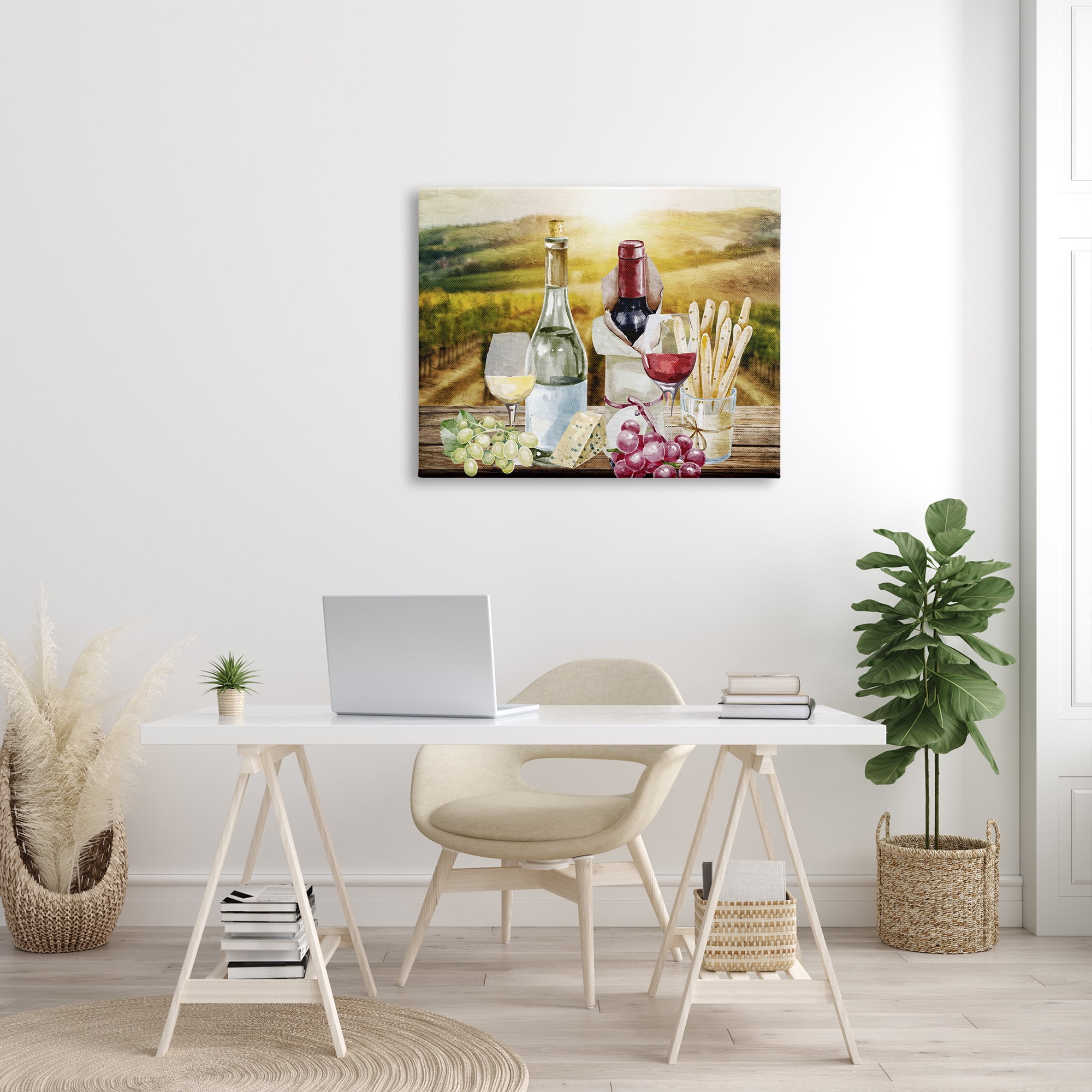 Stupell Industries Wine in Vineyard Landscape Food & Beverage Painting Gallery Wrapped Canvas Print Wall Art, 40 x 30