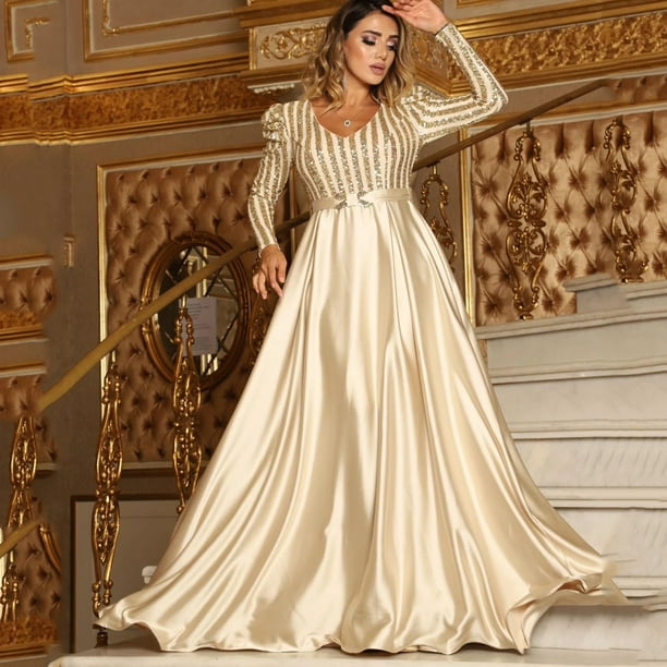 Vestido de fiesta de noche con escote en V grande y sexy para mujer de primavera y verano