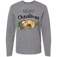 thumbnail image 3 of Inktastic Merry Christmas Cute Sloth with Santa Hat and Lights Long Sleeve T-Shirt, 3 of 5