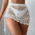 thumbnail image 5 of BOBOGOJP Women Crochet Coverup Skirt Drawstring Knit Mini Skirt Coverup for Swimwear White for Size L, 5 of 7