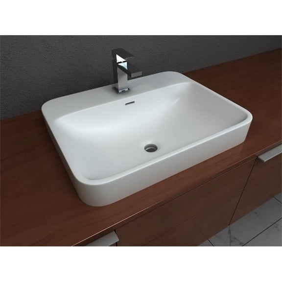 Cantrio Koncepts ST-2318 Solid Surface Semi Recessed Sink- 18.12 x 6.87 x 23 in.
