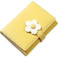 thumbnail image 1 of Tri-Fold Wallet Slim Coin Purse ID/Photo Card Holder 3D Floral Buckle (yellow), 1 of 5