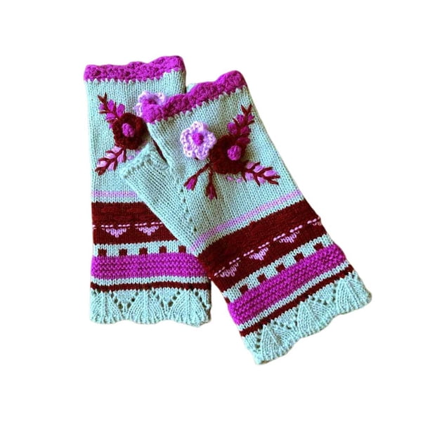 Minnieouse Guantes de punto para mujer, manoplas de punto para invierno, patrón de ropa, engrosamiento, cálido, sin dedos, guante para mujer guantes y mitones Púrpura Minnieouse AP013939-04