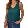 thumbnail image 3 of Women Silk Satin Tank Top V Neck Summer Sleeveless Shirt Business Casual Dressy Outfit Vacation Clothes Dark Green L, 3 of 6