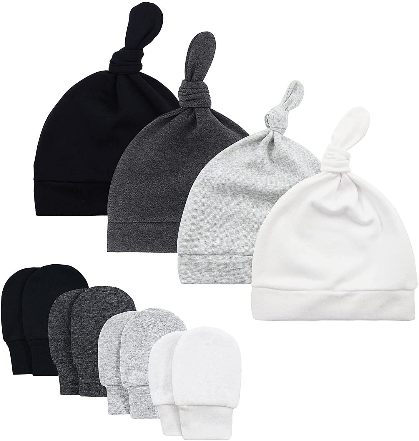 Baby Hats Mittens Set Knot Baby Beanie 