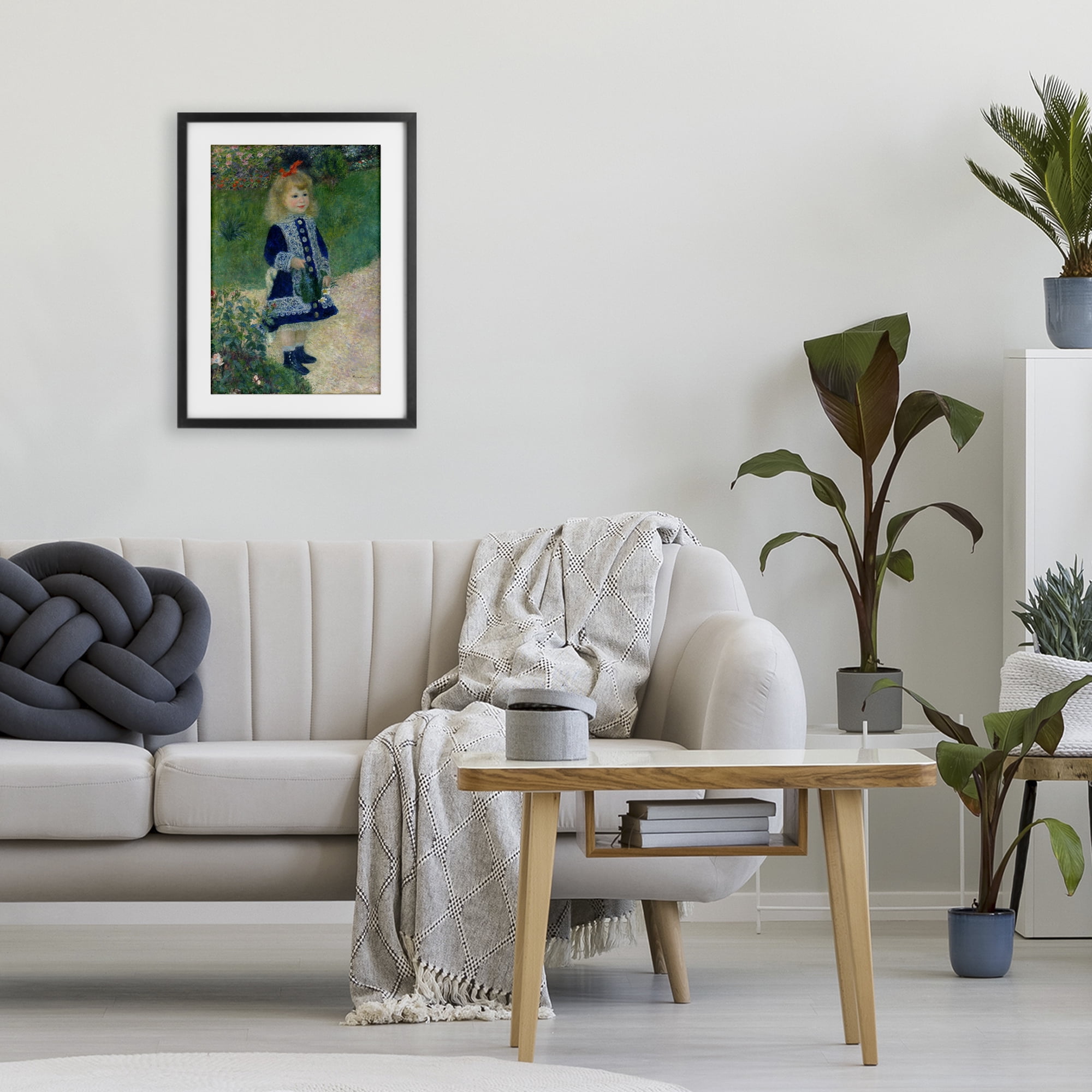 Stupell Industries Girl With Watering Can Black Framed Print Under Glass, design by Tina LeCour