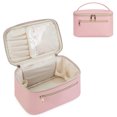 thumbnail image 1 of Neceser de viaje para mujer, neceser de maquillaje grande, organizador de maquillaje con compartimento para brochas, neceser de aseo de piel sintética, neceser de maquillaje portátil., 1 of 6