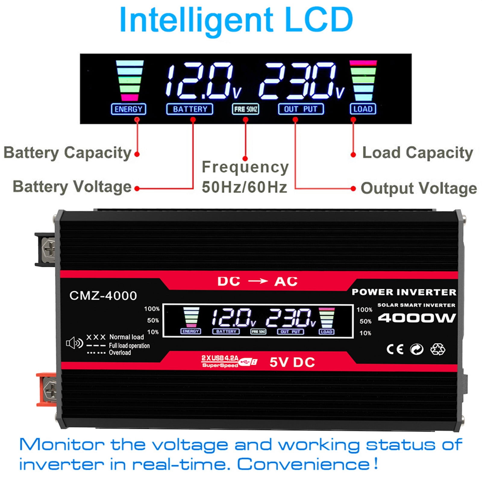 BAOKALER 550-Watt Continuous 4000-Watt Surge Pure Sine Wave Power Inverter