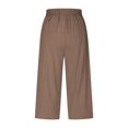 thumbnail image 6 of Women's Wide Leg Capri Pants Stretch High Waisted Summer Office Work Casual Yoga Dress Cropped Pants with Pockets Brown, 6 of 7