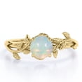 thumbnail image 1 of JeenMata Anillo de Compromiso Solitario de Cuatro Puntas con Diseño Botánico de Ópalo Australiano Redondo de 0,5 Quilates Chapado en Oro Amarillo de 18 K sobre Plata, 1 of 6