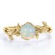 thumbnail image 1 of Anillo de Compromiso Solitario de Cuatro Puntas con Diseño Botánico de Ópalo Australiano de Forma Redonda de 0,5 Quilates, Chapado en Oro Amarillo de 18 K sobre Plata, 1 of 6
