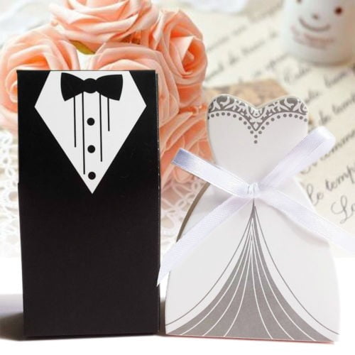 50 x Bride and Groom Tuxedo Boxes / / Wedding 25 boxes of each Favor 