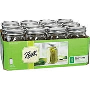 Ball Mason 32 oz Wide Mouth Jars with Lids and Bands, Set of 12 Jars.