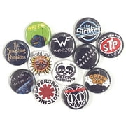 12 Button Set - 90's Rock Bands- 1 inch pin Back - (Smashing Pumpkins, Weezer, Sublime at The Drive in)