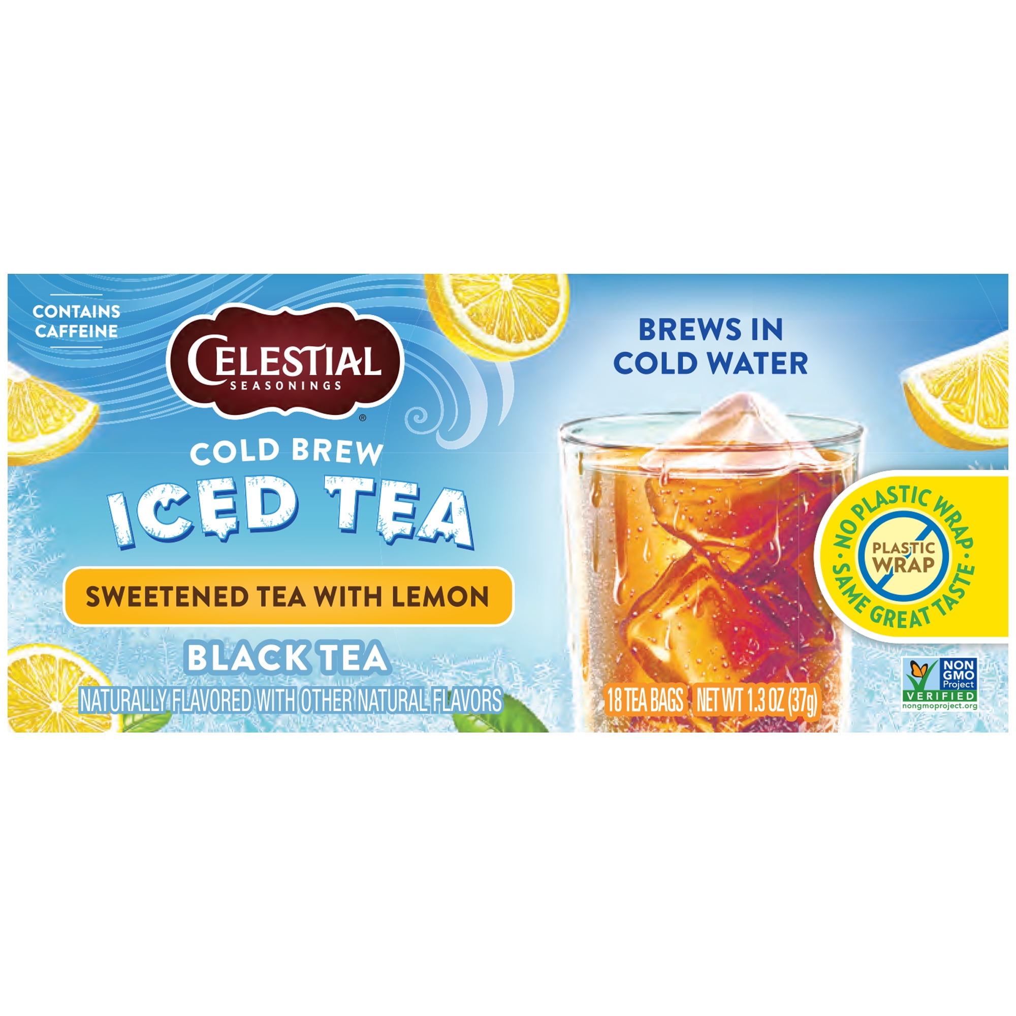 (2 pack) Celestial Seasonings Cold Brew Sweetened with Lemon Black Iced Tea, 18 Ct Tea Bags