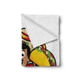 thumbnail image 2 of Mexican Soft Flannel Fleece Blanket, Latino Man Holding Cold Beer and Tacos Restaurant Poster Style Funny Cartoon Print, Cozy Plush for Indoor and Outdoor Use, 50" x 70", Multicolor, by Ambesonne, 2 of 6