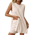 thumbnail image 3 of Conjunto de Dos Piezas de Suéter y Pantalones Cortos A Juego para Mujer, Ropa de Verano para Viajes y Vacaciones, Sin Mangas, de Punto. Albaricoque L, 3 of 8