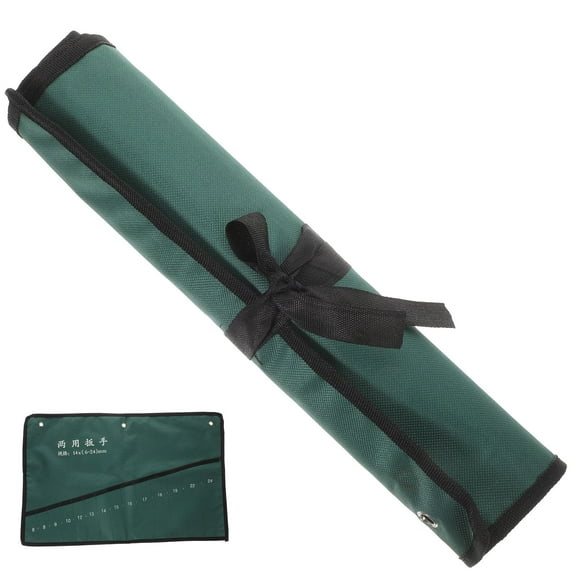 MERRYHAPY Canvas Roll Up Storage Bag for Tools Green 14 Pocket Spanner Organizer