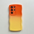 thumbnail image 7 of Stylish Phone Case for Samsung Galaxy S22 Ultra, Gradient Color Design Wave Frame Cover Shockproof Anti-Scratch Drop Protective Slim Fit Bumper Case for Girls Women, Orange, 7 of 7