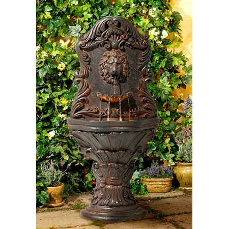 John Timberland Antiqued Outdoor Wall Water Fountain with LED Light 50 Floor Imperial Lion for Garden Yard