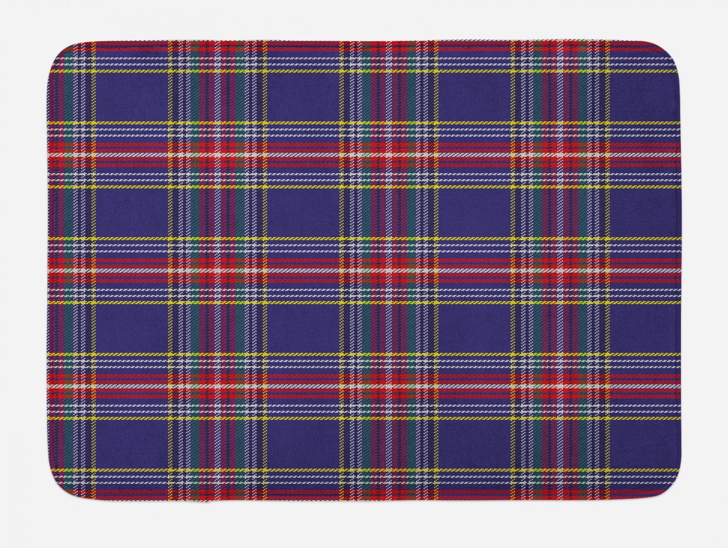 Plaid Bath Mat, Old Fashioned Scottish Tartan Country Style with