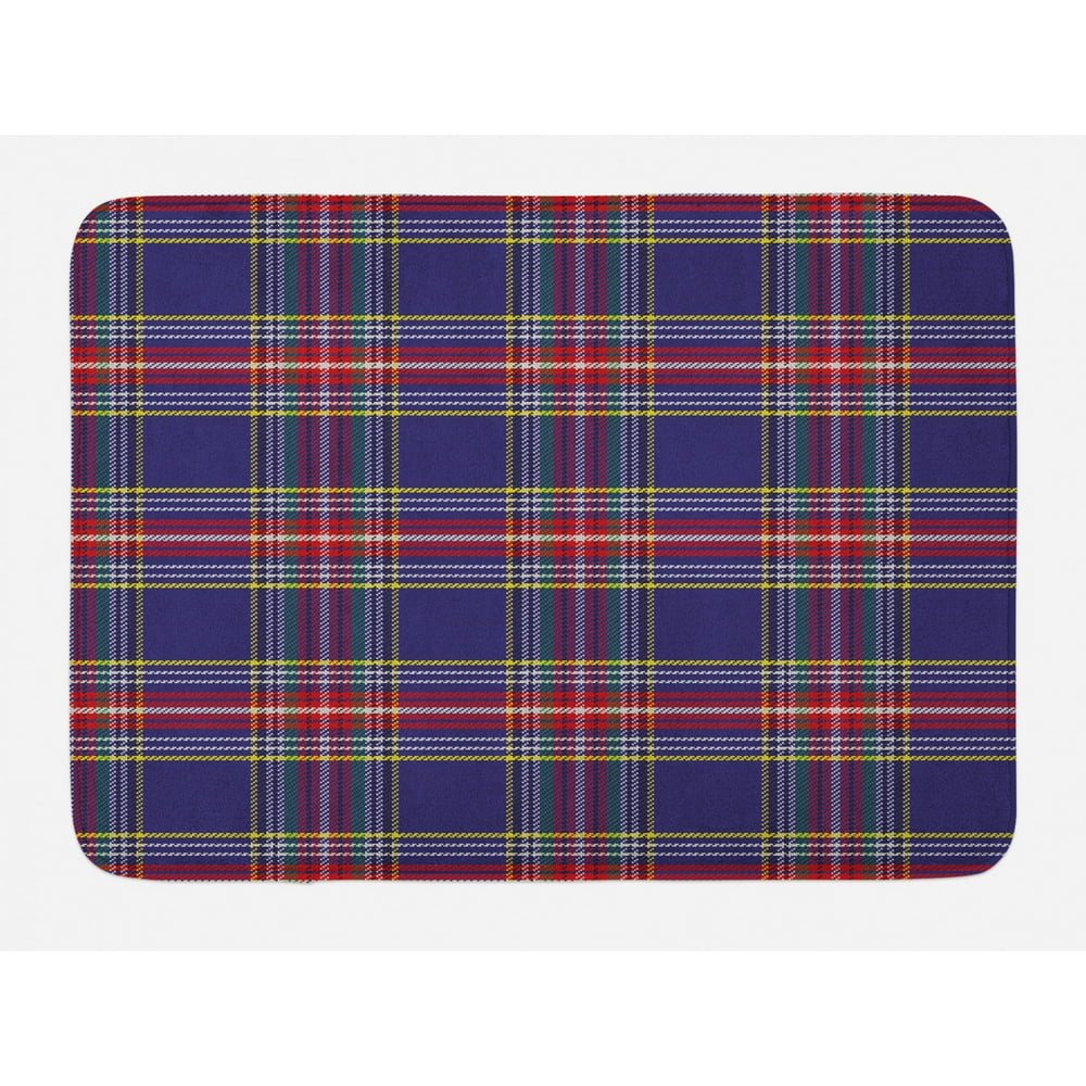 Plaid Bath Mat, Old Fashioned Scottish Tartan Country ...
