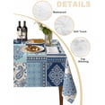 thumbnail image 2 of Bohemia Floral Table Cloth, Waterproof Tablecloth for Rectangle Tables, Retro Mediterranean Texture Patchwork Blue Reusable Washable Fabric Table Cover for Restaurant Kitchen Dining Tables 52"x70", 2 of 9
