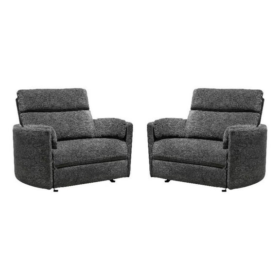 Pemberly Row XL Mediterranean Charcoal Extra Wide Power Glider Recliner Two Pack