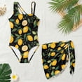 thumbnail image 4 of Xixirimido Lemons Black Print One Piece Swimsuit Set for Girls with Mesh Cover Up Skirt, One Shoulder Swimsuit Bathing Suit with Adjustable Strap, Size 11-12 Years, 4 of 7