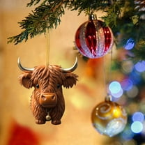 AuroraX Hanging Christmas Decoration Personalized 2d Acrylic Minimalist Xmas Ornaments 2025 Decorative Neutral Cow for Indoor,Christma Tree Decor