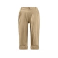thumbnail image 6 of OGLCCG Girls Cotton Linen Bermuda Shorts Summer Casual Elastic Waist Knee Length Gym Shorts with Pockets Straight Leg School Shorts 5-16 Year, 6 of 7