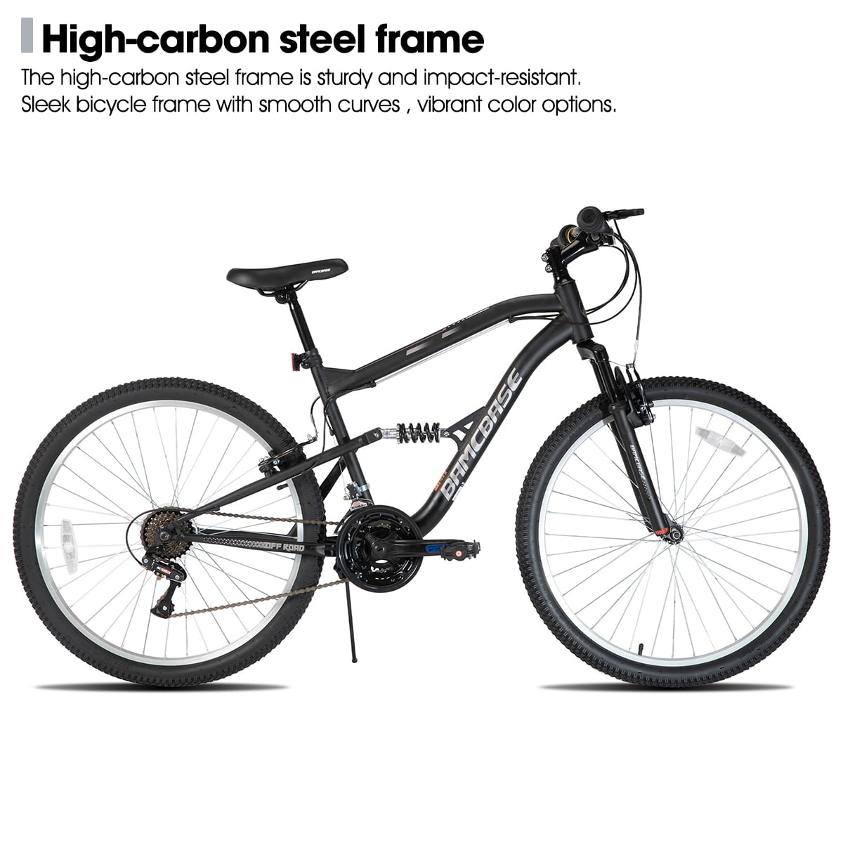 Hiland Full Suspension Mens Mountain Bike, 18-Speed, 26 Inch Wheel, V-Brakes Bike for Men Womens Adult Bicycle