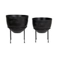 thumbnail image 3 of Kate and Laurel Navara Modern Two-Piece Round Metal Planter Set, 2 Piece Set, Black, Planters for Indoor Plants with Engraved Texture and Size for Large Plants, 3 of 7