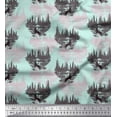 thumbnail image 1 of Soimoi Green Rayon Crepe Fabric Wolf & Landscape Nature Print Fabric by Yard 46 Inch Wide, 1 of 1