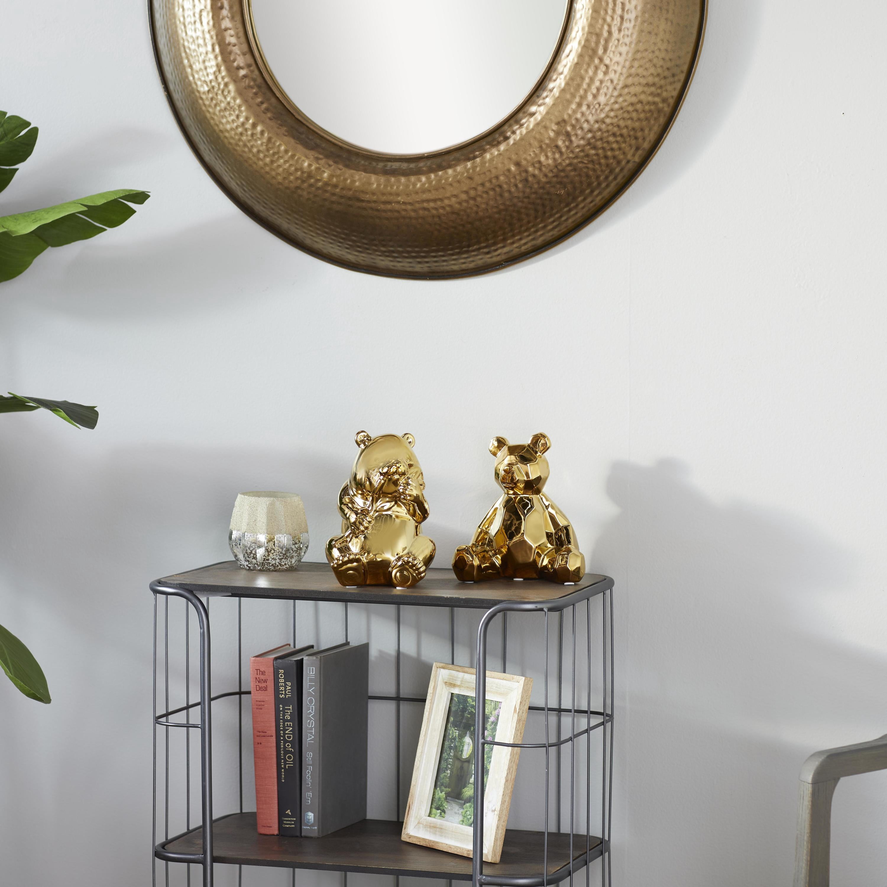 6"W, 8"H Gold Porcelain Ceramic Handmade Bear Sculpture, by CosmoLiving by Cosmopolitan (2 Count)