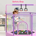 thumbnail image 3 of 60" Mini Trampoline for Kids with Enclosure, Shinpt Indoor & Outdoor Toddler Trampoline, Upgrade Full Anti-Rust Tube with Adjustable Gymnastics Bars, Small Trampoline for Boys & Girls, 3 of 9