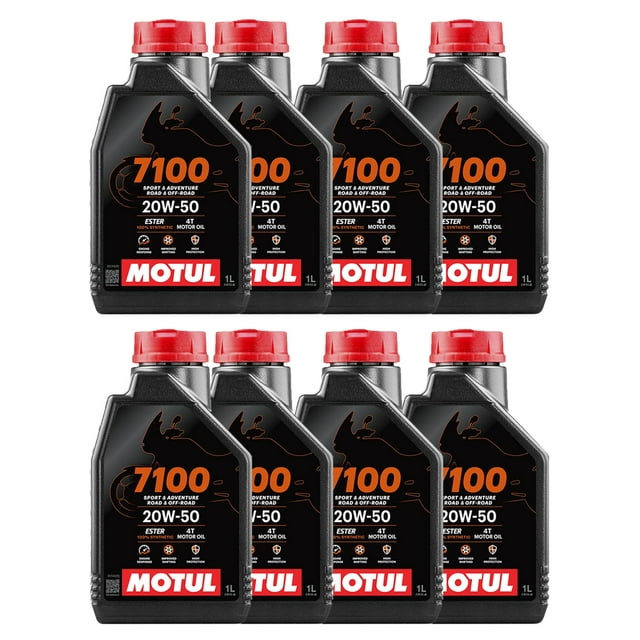 PAQ. DE 8 ACEITE PARA MOTO 4T MOTUL 7100 20W50 1L SINTÉTICO